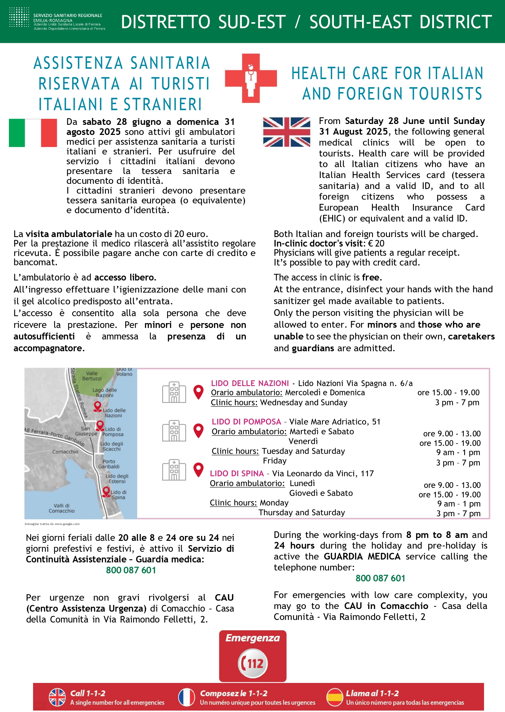 Guardia Medica Turistica 2025, servizio attivo dal 28 giugno al 31 agosto